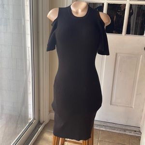 Laundry by Shelli Segal LA Size Small Cold Shoulder Black Ribbed Dress/ Stretch
